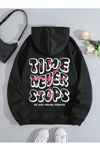 donamod AdriftQutie Slogan Graphic Buzunar cangur Hanorac cu șnur