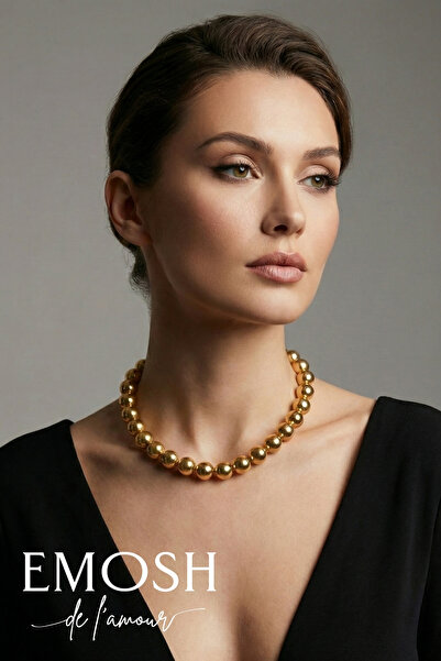 EMOSH de Lamour İri Top (Ball) Boncuk Statement Gold Gerdanlık | Zara Stili T...