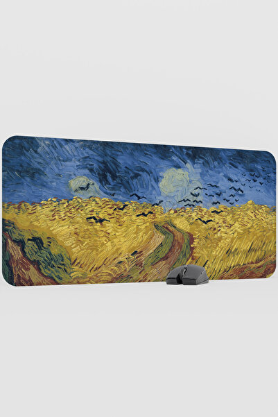 mousepad bastir Van Gogh Wheat Field and Crows V3 90X40 XXL Gaming Rubber Non...