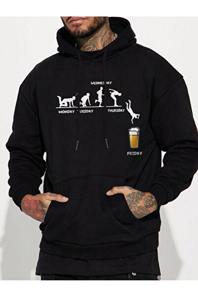 donamod Kangaroo Pocket Drawstring Hoodie Sweatshirt