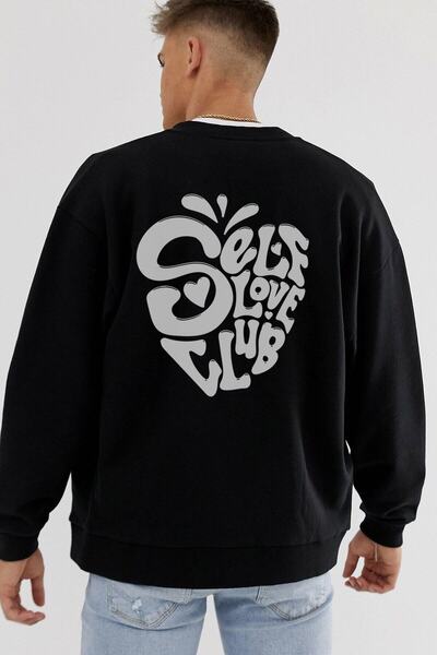 donamod Self Love Club supradimensionat Black Swea tricou Adrift136