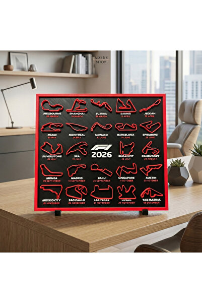 HNR34 F1 2026 Yarış Takvimi Pistler ve Tarihler Masaüstü Standlı (Asmak için ...