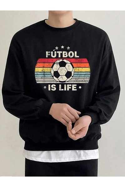 donamod Black Football is Life με τύπωμα oversized Ανδρικό φούτερ με κουκούλα...