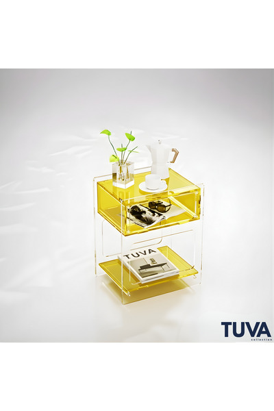 TUVA Collection ORBAN MARGUERITA - Premium Akrilik Yan Sehpa/Komodin - Modern...