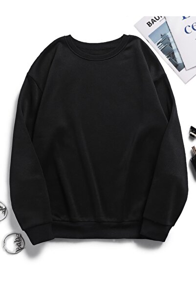 donamod Unisex Women/Men Plain Round Collar Sweatshirt