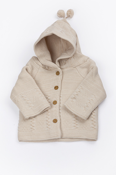 Lui Baby Newborn Hooded Knitwear Unisex Pompom Baby Cardigan 0/6 Months