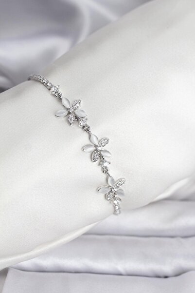 Inure Jewelry Flower Model Zircon Stone Silver Color Brass Waterway Women's B...