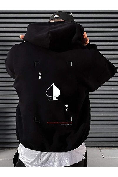 donamod Hanorac cu șnur cu imprimeu de cărți de joc Manfinity EMRG din seria ...