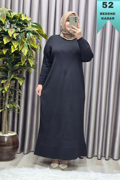 Elmas Tesettür Women's Clothing Large Size 1 Cold Knitwear Corded Fabric Dress