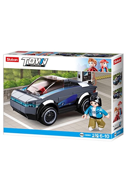 Sluban Set de construcție oraș, 136 piese, Mașină electrică -