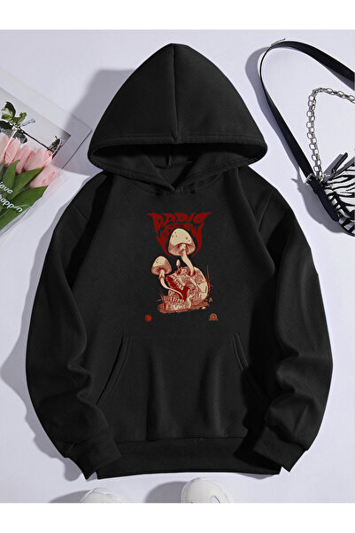 donamod Унисекс прекалено голям качулат джоб с кенгуру Хараджуку Дадио с принт