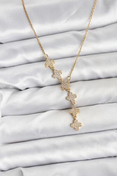 Inure Jewelry 316L الصلب سلسلة الذهب اللون البرسيم نموذج قلادة المرأة