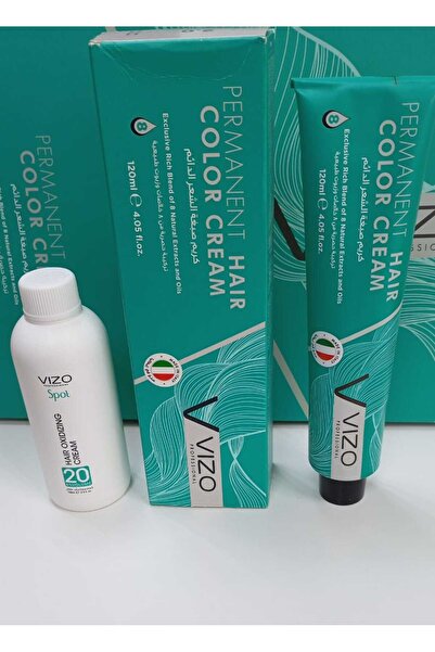 Vizo Permanent Hair Color Cream Blue Black 1.11 120ml + Oxidizing Cream 20vol...