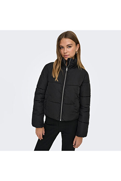 LC Waikiki Jachetă Newerica Life Short Padded pentru femei, neagră guler ridicat