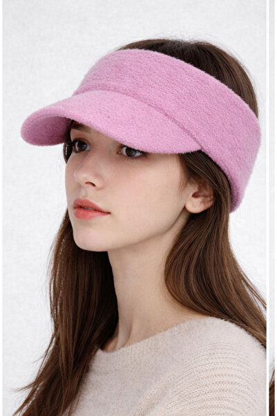 laviyonsa Open Top Mohair Fabric Visor Hat with Visor