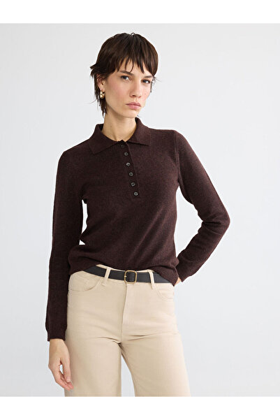LC Waikiki Brown Polo Neck Women's Knitwear Sweater