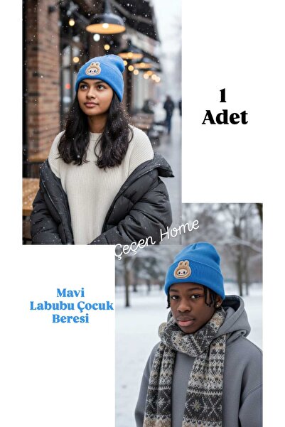 ÇEÇEN HOME Boys-Girls Children's Labubu Beanie Knitwear Children's Unisex Cot...