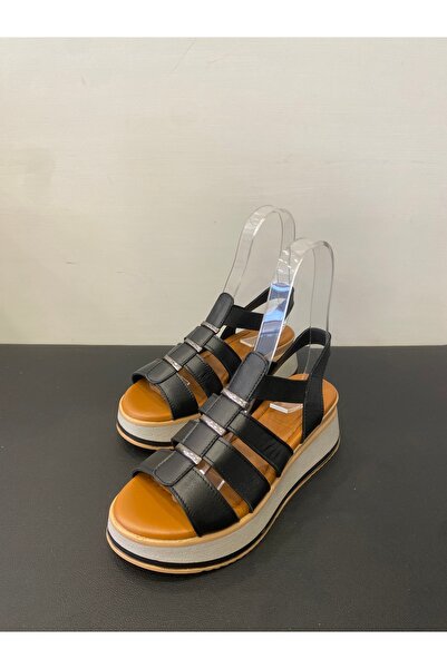 Özay Kadın Hakiki Deri Dolgu Taban Lastikli Sandalet