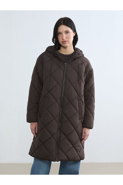 LC Waikiki Lcwaikiki Classic Brown Hooded Quilted Women's Puffer Coat