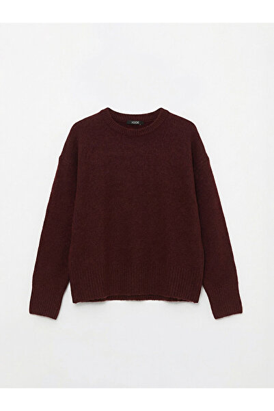 LC Waikiki Burgundy Crew Neck Women's Knitwear Sweater