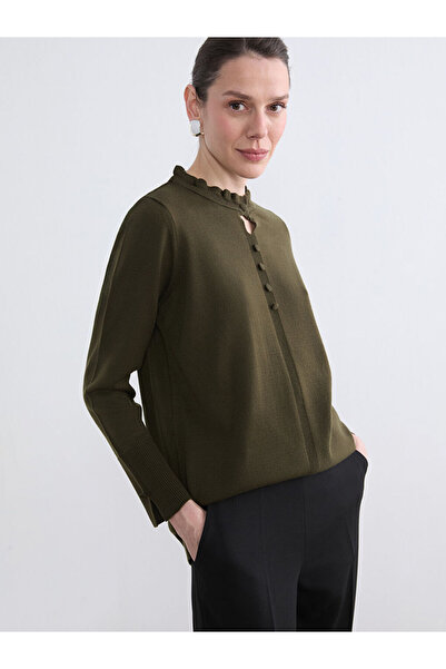 LC Waikiki Rmz Gi̇yi̇m Farkliyla Ruffled Stand Collar Women's Knitwear Sweater