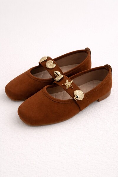 Moda Frato Stella Seashell Belted Ballerina Casual Women's Shoes Mary Jane Ho...