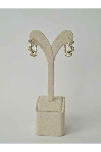 LOREN DESIGN أقراط من الزركون باللون الذهبي على شكل ثعبان من Xuping