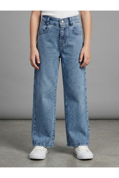 ROBİN KİDS Girl's Thick Stretch Fabric Elastic Waist Jeans