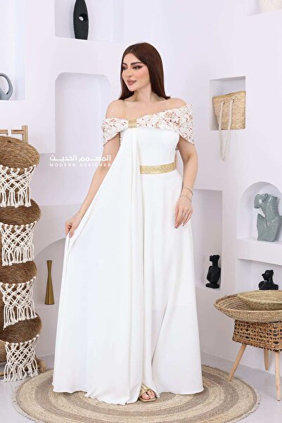modern designer Soft off-shoulder jalabiya