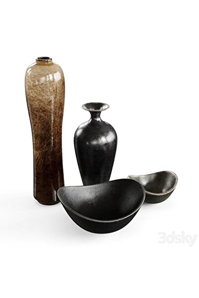 FOLİNZA Somatic Modern Vazo ve Kayık Dekor Büyük Boy 25 CM Dekoratif Sert Pla...