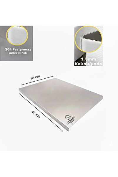 STRADA HOME Paslanmaz Çelik 30x40 cm Tek Bükümlü Metal Tezgah Koruyucu Kesme ...