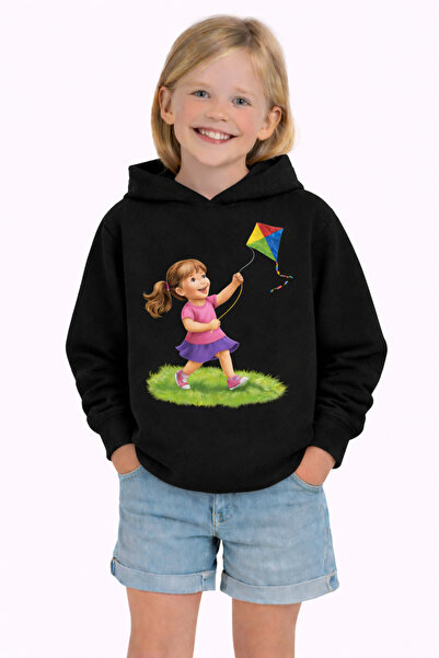 ArtYus Uçurtma cu imprimeu 3 İplik Ş cu căptușeală din fleece K cu glugă Tran...