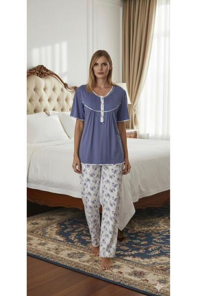 İpek Women's Short Sleeve Plus Size Robe Pajama Set