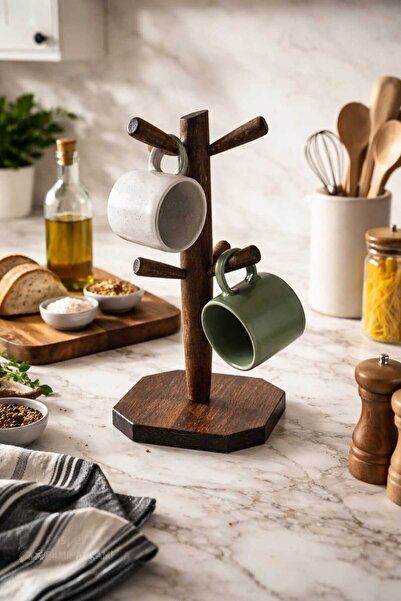 ea elizi ahşap konik kesimli ahşap kupa askısı