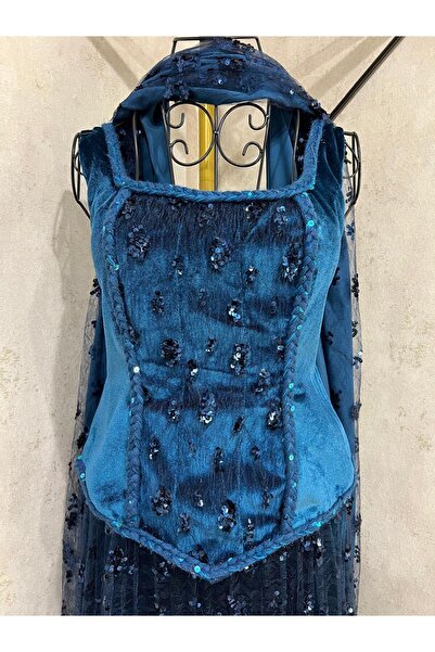 MYGROUP blue velvet tulle dress