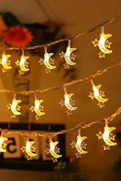 Buffer ® Hilal ve 3 Mini Yıldız Şekilli USB LED Işık – 20 LED’li Dekoratif Ra...