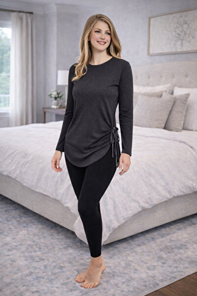 ModaLeaf Anthracite Colored Leggings Set