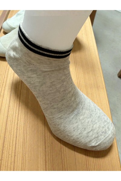 Helsinki 6 Pairs of Gray and Black Men's Striped College Tennis Sports Socks