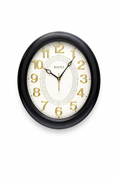 Urbanza Modern Round Wall Clock with Black Frame & Gold Numerals – Quartz Mov...