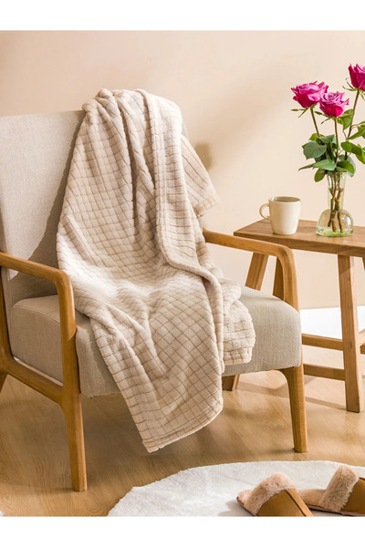 LC Waikiki Lcw Home Beige Bud Patterned Tv Blanket 100X150 cm