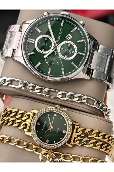 Ferrucci Valentine's Day Gift, Green Dial Color Steel Band, Steel Band (Separ...