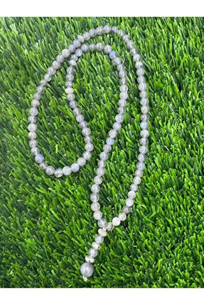 Feijewellery Natural Labradorite Misbaha Prayer Beads, Elastic Grey Gemstone ...