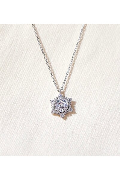 SOME SHINE 925 Ayar Gümüş Rodyum Kaplama Kar Tanesi Kolye