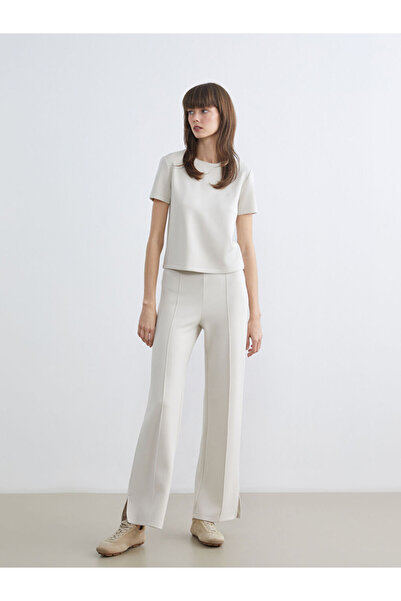 LC Waikiki Gray Slim Fit Leg Slit Women's Trousers