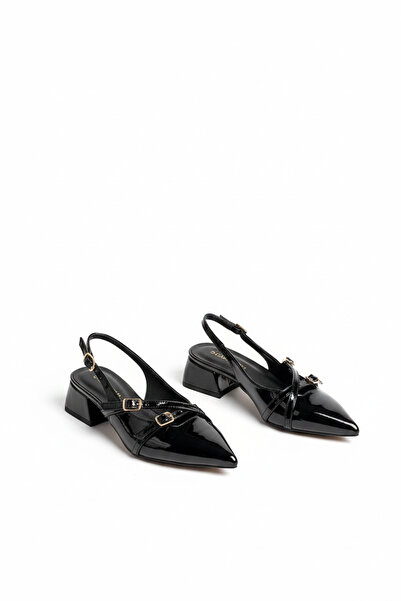 Salim Sırma Arkası Açık Sivri Burunlu Kısa Topuklu Tokalı Babet