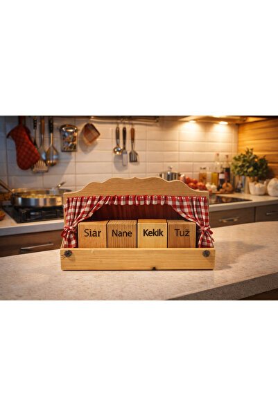 seymenbıçakçılık Wooden Handmade Mint Pepper Shaker Thyme Salt Set |   Multi-...