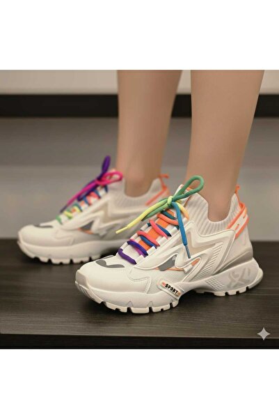 SNİCKER Kadın Sneaker Yüksek Taban Bağcıklı Spor Ayakkabı