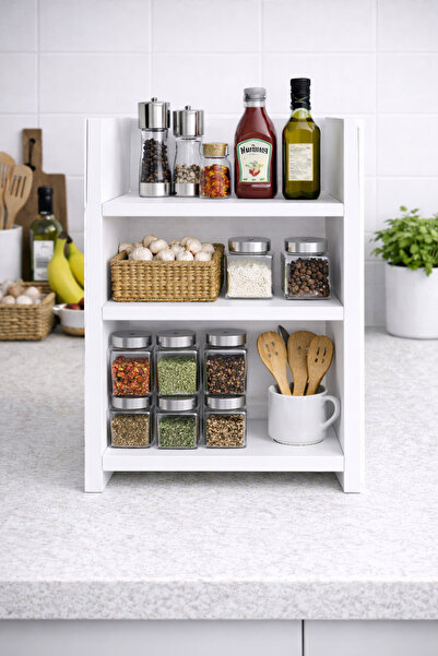 KENHOME 3 Raflı Çok Amaçlı Organizer – Mutfak, Banyo, Makyaj ve Masaüstü Tezg...