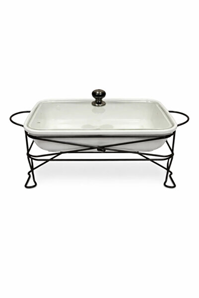 Urbanza Rectangular Chafing Dish with Glass Lid & Black Metal Stand – Elegant...