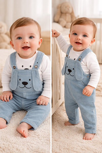 MYZİ STORE Baby Boys/Girls Kids 2Pcs Set Dog Pattern Long Sleeve T-Shirt + Sa...